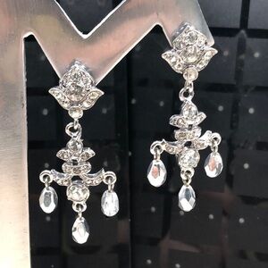 Vintage Graziano Clip On Dangle Drop Chandelier Earrings Statement Style